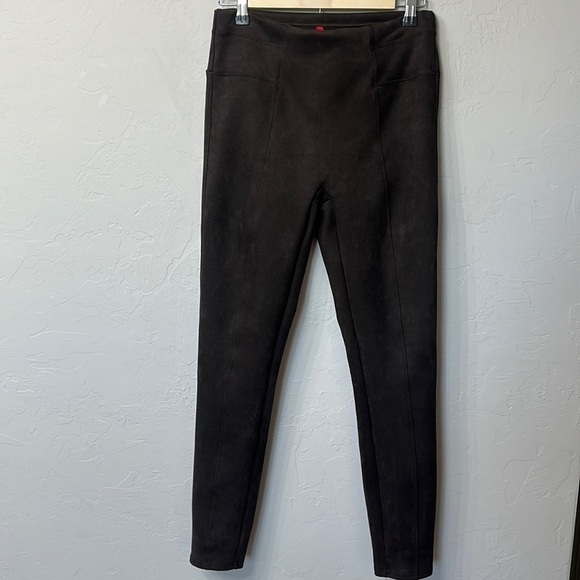 SPANX faux suede leggings dark brown size medium - Picture 1 of 10